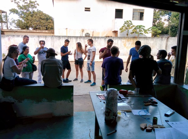 Closing break after the first day of workshop at the capoeira school of Berimbau de Ouro, Montes Claros, Brazil.